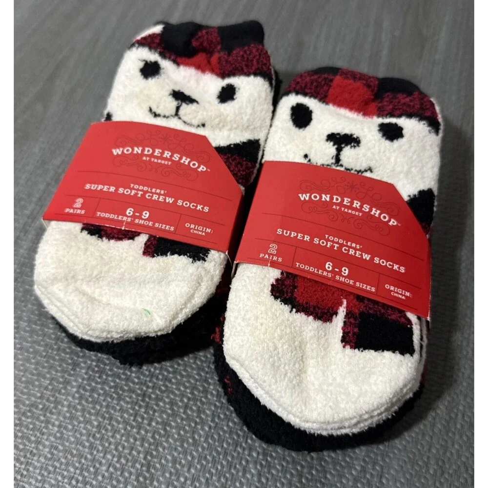 Wondershop Target Kids Toddler Socks 2 Pairs Soft Crew Size 6-9